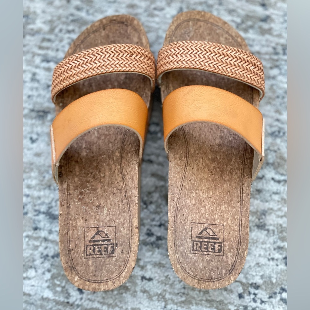 Reef Cushion Vista Hi Slide Sandals Natural Braid Platform Comfort Size 9 Womens - Picture 6 of 10